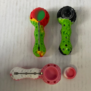 Silicone 4" Spoon Pipe w/jar and dab tool