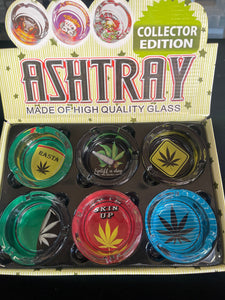 Ashtray glass small Rasta Leaf Assorted Themed Glass