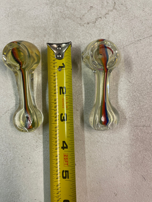 Glass pipe 3”+ Rasta lines heavy glass flat tip