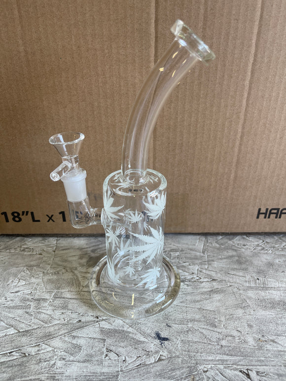 Bent water pipe 9” glow dark